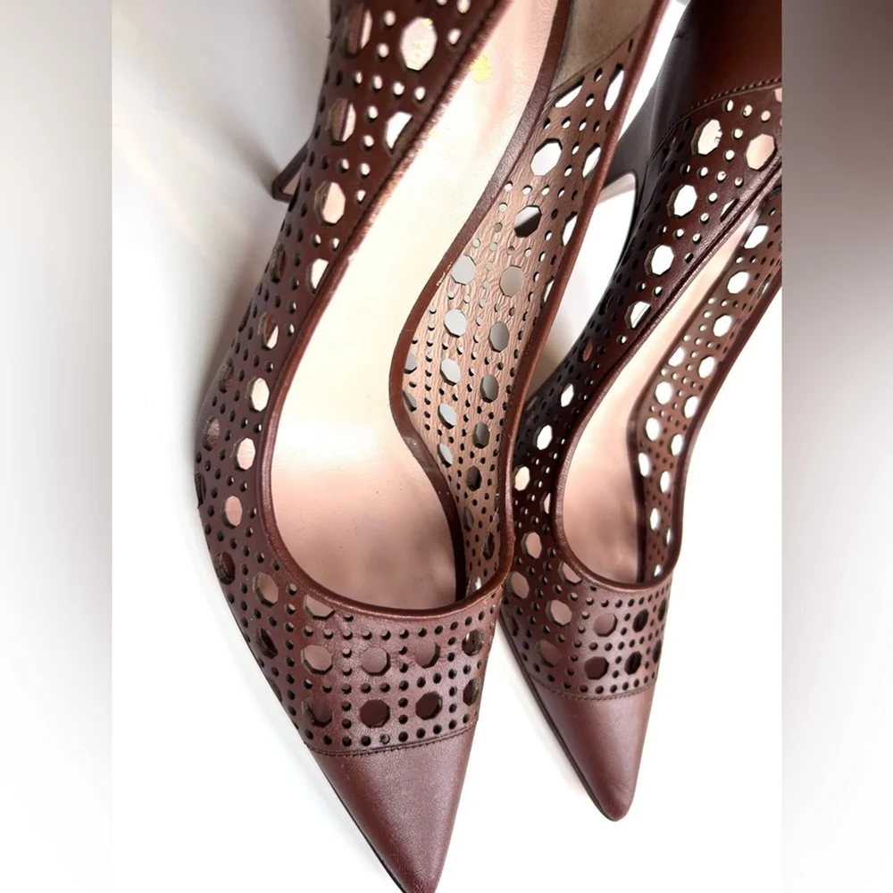 kate spade Brown Laser-Cut Pointed Toe Pump